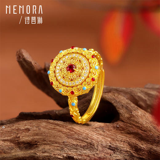 【新品首发】灵转八宝系列 足金黄金钻石红宝石活口戒指 女性礼物MEMORA诗普琳LR828901 商品图5