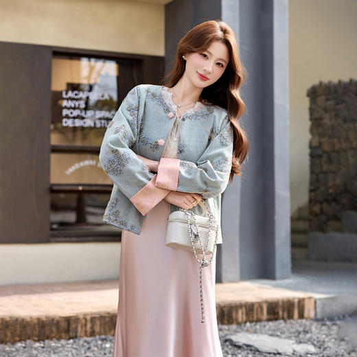 新中式复古重工亮片钉珠短外套，盘扣小个子气质上衣（仅上衣）HR-2676 商品图3