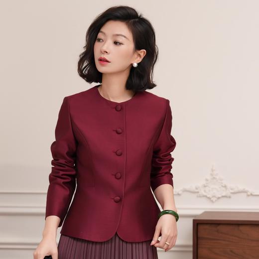 西子/【喜盈门】32姆米桑蚕丝缎面丝毛喜妈妈红色外套女/WTTJ0702
 商品图2