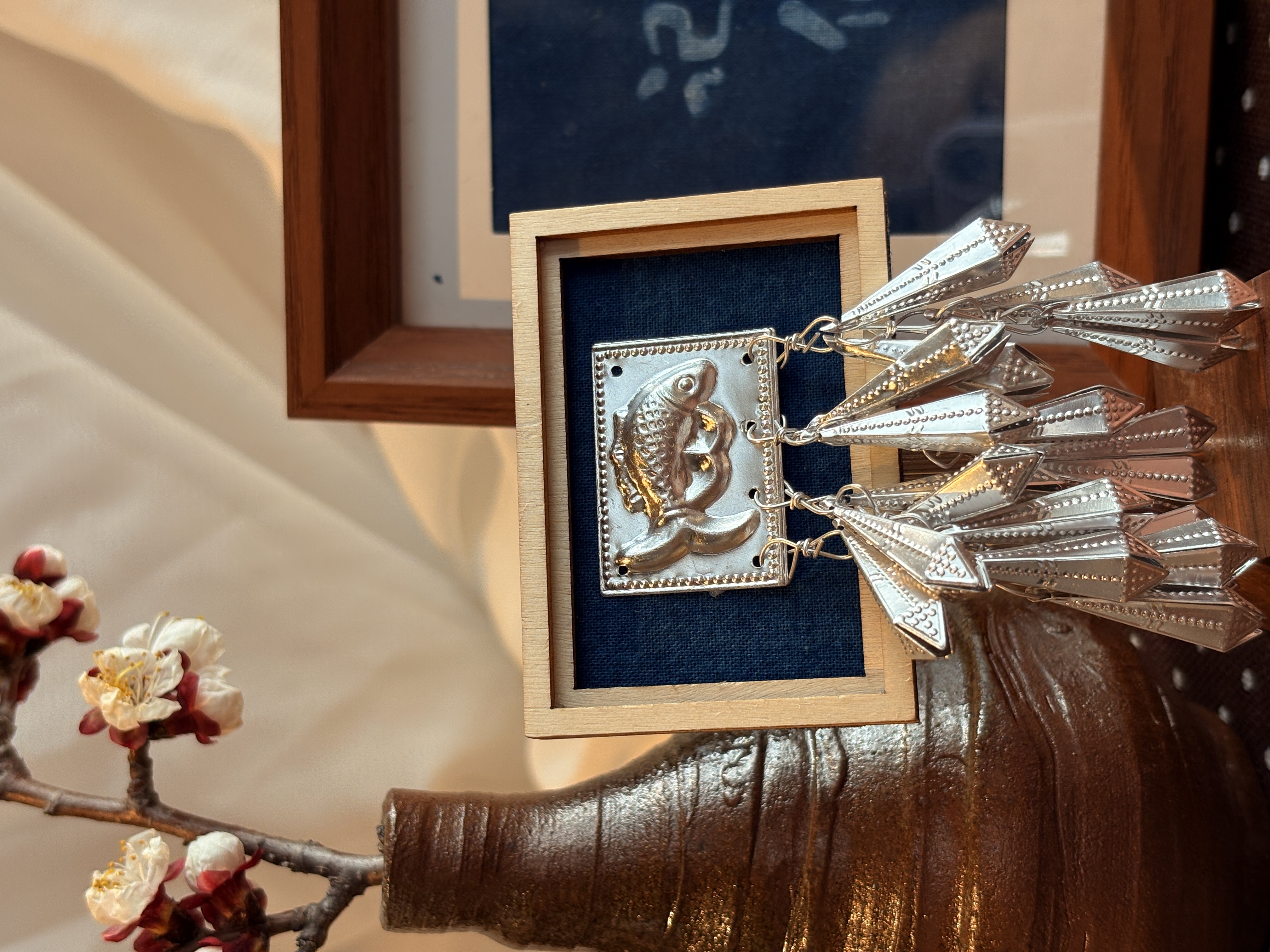 非遗草木染苗银木质冰箱贴原创手工扎染创意冰箱贴装饰