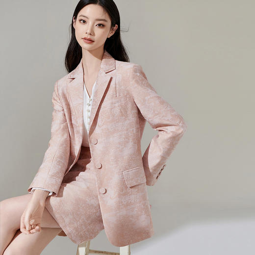 剩XL 芳外新款设计感别致印花通勤西装提花百搭西服外套女8T24AX0211 商品图1