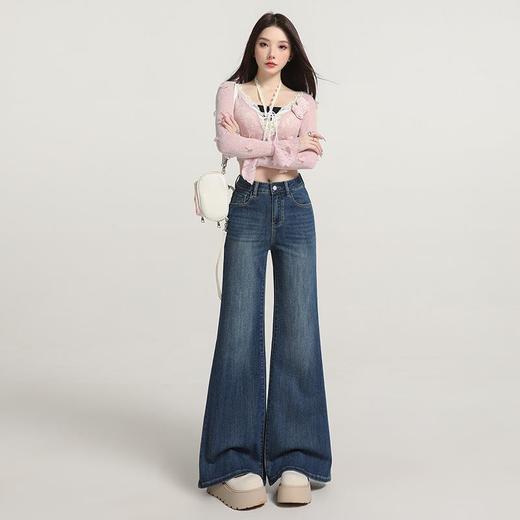 【春季穿搭】微喇牛仔裤女2026春季新款流行高腰阔腿宽松显瘦弹力喇叭裤子 商品图0