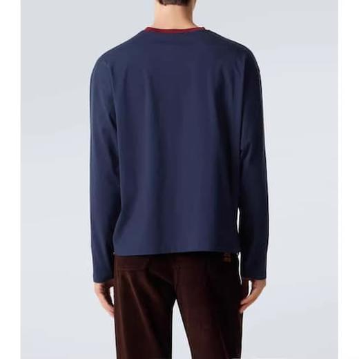 很仙很仙的长袖tee，胸口小标刺绣。靛蓝圆领长袖复古上衣E031160 商品图7