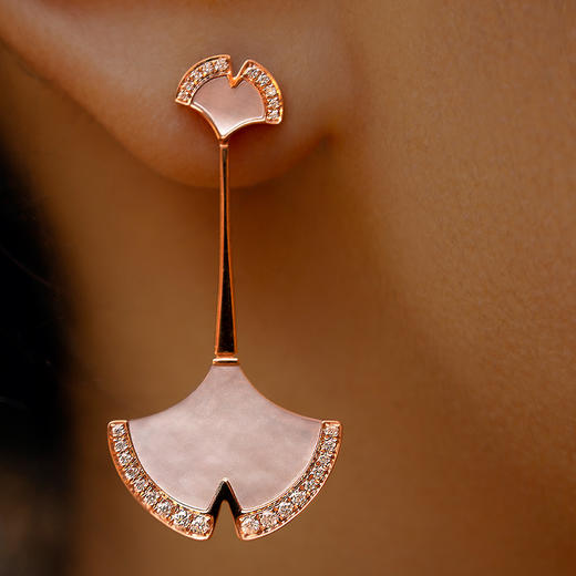 ［东方幸趣］18K玫瑰金贝母镶钻耳饰#迎幸 商品图4