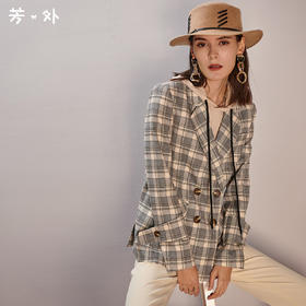芳外新款格子西装外套知性时尚气质西服女8T21AX0330