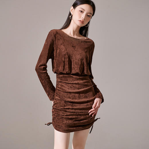 剩S/L/XL 芳外新款丝绒小个子显高包臀裙绑带可调节设计连衣裙8I23CL1231 商品图2