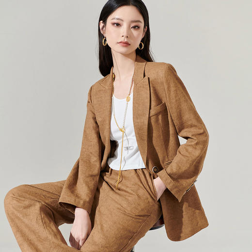 剩S/M/L 芳外新款时尚亚麻西装外套复古气质宽松西服女8T24AX0206 商品图2