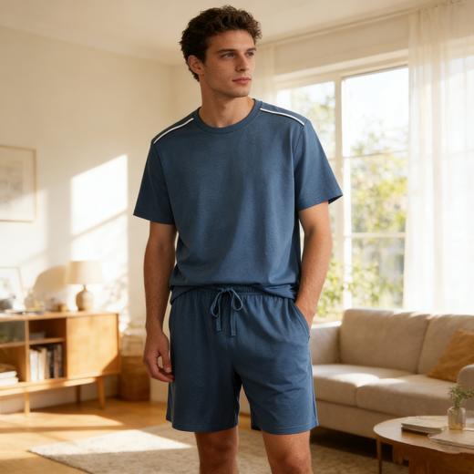 【50S椰油莫代尔系列】SCHIESSER德国舒雅男士圆领短袖短裤套装（莫代尔+粘纤）35/22929H 商品图9