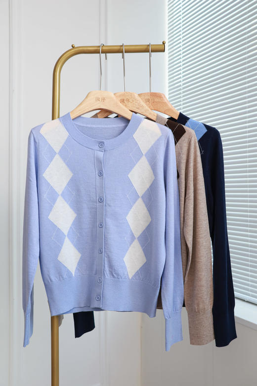 英伦庄园|学院风菱格羊毛开衫 商品图1
