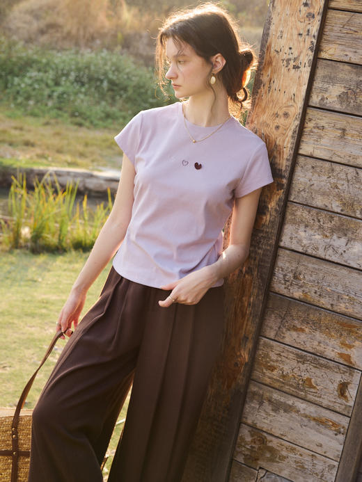 OLrain欧芮儿2026紫色T恤女夏季新款宽松显瘦百搭休闲上衣 商品图4