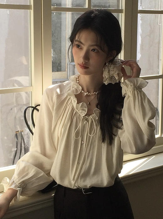 法式浪漫春日花朵领丝绵衬衫温雅舒心 商品图2