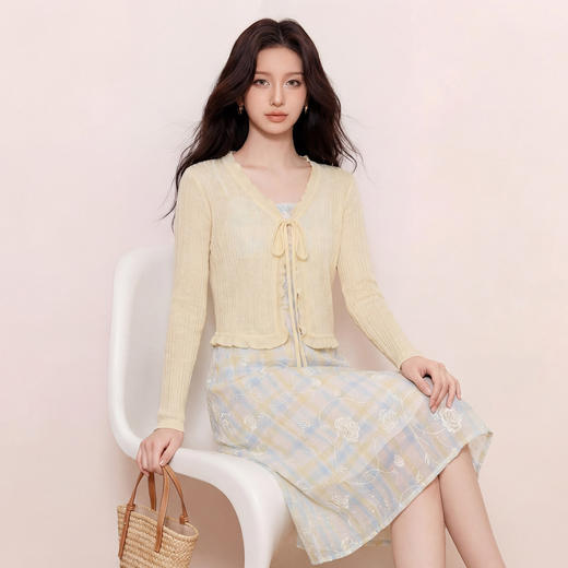 奢姿大码女装2026夏季胖妹妹时尚木耳边设计针织开衫气质减龄上衣9862360059A 商品图2