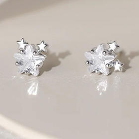 星星点缀锆石设计感银针耳环-160245648