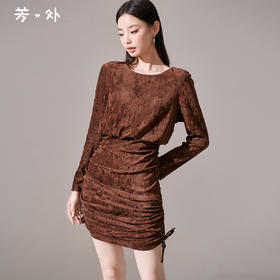 剩S/L/XL 芳外新款丝绒小个子显高包臀裙绑带可调节设计连衣裙8I23CL1231