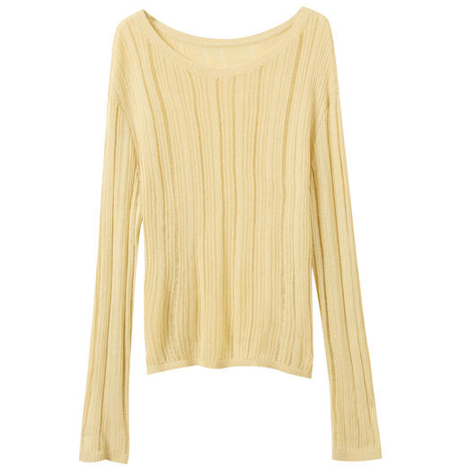 三彩2026夏季新款圆领落肩袖镂空针织衫宽松休闲罩衫套头轻薄M 商品图4