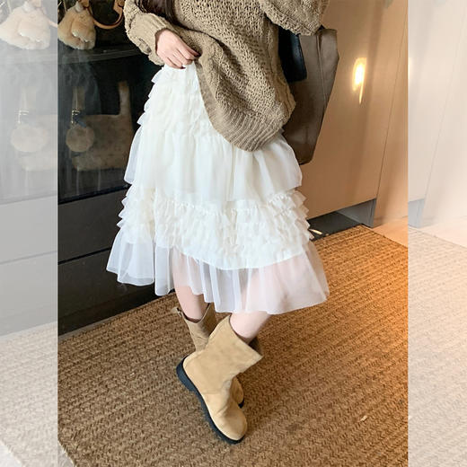 西遇高级感气质网纱半身裙女2026年春季新款高腰显瘦小个子蛋糕裙SS060201 商品图2