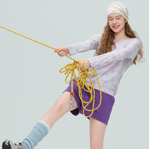 唤醒身心~部分尺码预售！个性扎染天丝莫代尔绵羊毛运动长袖/短袖/短裤 渐变色瑜伽T恤运动健身跑步爬山 商品图2