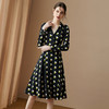 剩S/L 米思阳2025秋新款时尚气质黑色大摆裙子收腰显瘦印花连衣裙0420 商品缩略图0