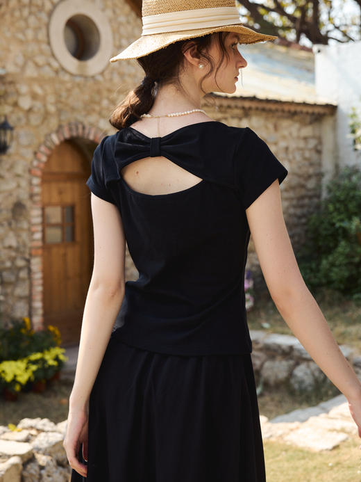 OLrain欧芮儿2026百搭显瘦黑色T恤女夏季休闲 商品图2