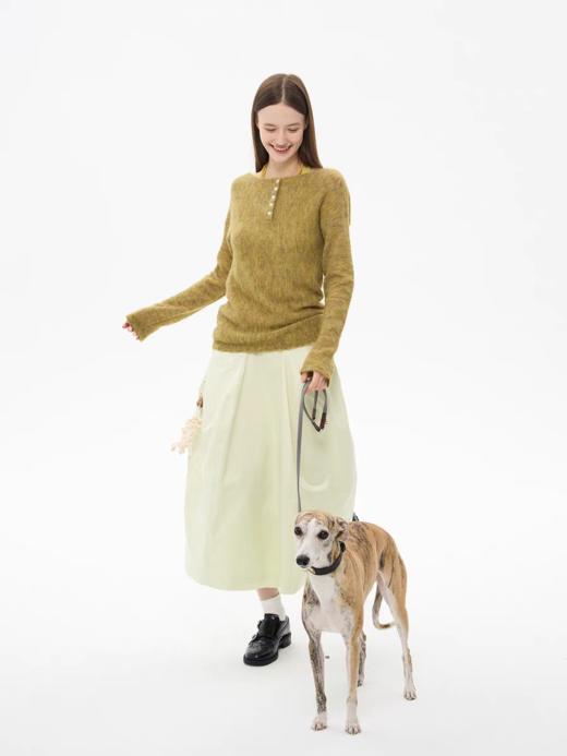 heris/H61123/“空气感”苹果绿优雅缎面 立体造型花苞裙 商品图3