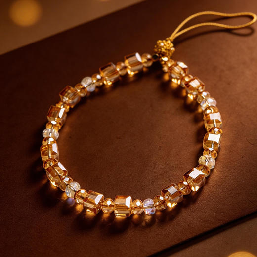 【祈愿吉品】「香槟气泡」挂绳手机链财神相机防丢挂饰安全绳鎏金色 商品图1