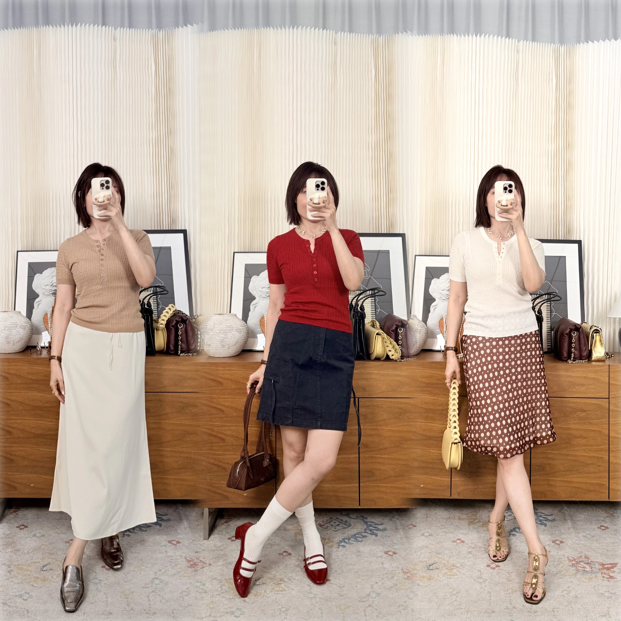 【贝拉推荐】普罗旺斯 羊毛醋酸真丝混纺 亨利领短袖 绞花针织衫 显瘦多色百搭 RL的老钱从容感