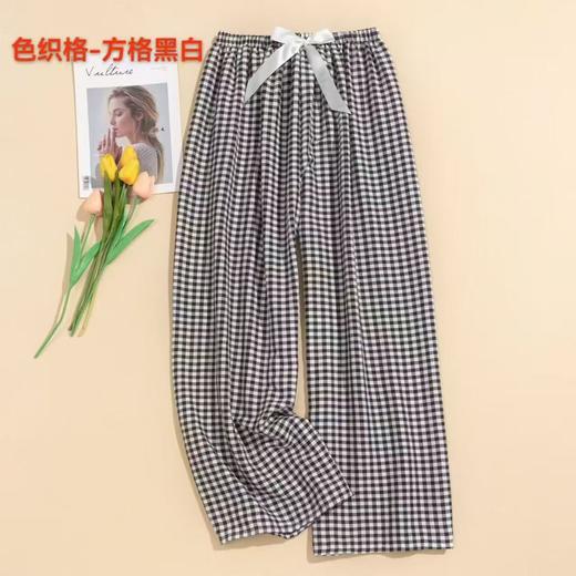 棉绸阔腿格子裤舒适透气12526903 商品图6