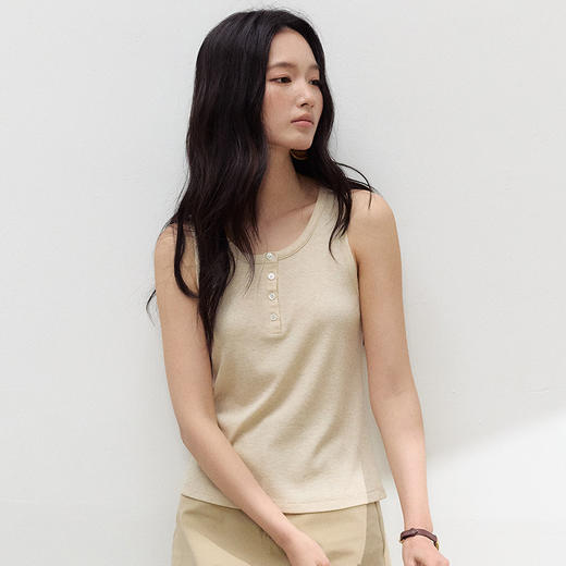 （合作款）【2026夏季新品】螺纹亚麻 · 纽扣背心yc0409008 商品图3