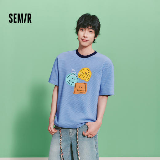 森马BRUNCH BROTHER联名短袖T恤男夏条纹针织衫2026新款情侣上衣 商品图1
