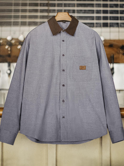 设计感男装  灯芯绒拼接衬衫+立体剪裁垂感卫裤 72小时内发货 商品图1