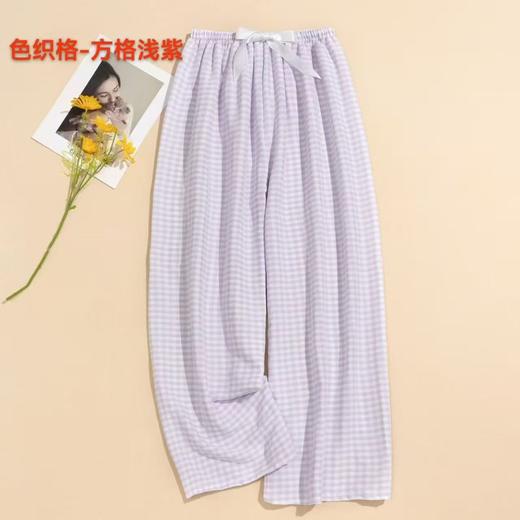 棉绸阔腿格子裤舒适透气12526903 商品图2