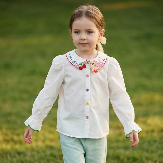 小马宝莉联名年衣童装刺绣衬衫春新款女童小马宝莉春季刺绣衬衫N1261012A04 商品图2