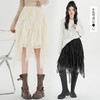 西遇设计感不规则半身裙女2026年春季新款法式荷叶边中长裙纱裙SS060200 商品缩略图0