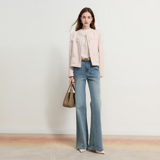 三彩2026春季新款显瘦高腰牛仔裤长裤垂感水洗喇叭裤微喇显瘦S 商品图1