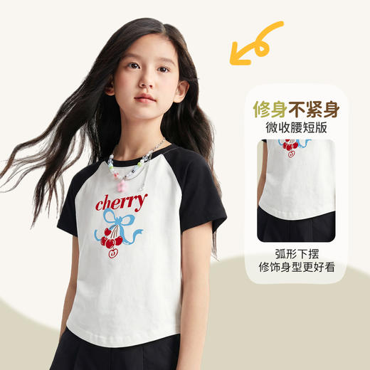 女童圆领短袖针织衫夏季新款安奈儿童装EG621811 商品图3