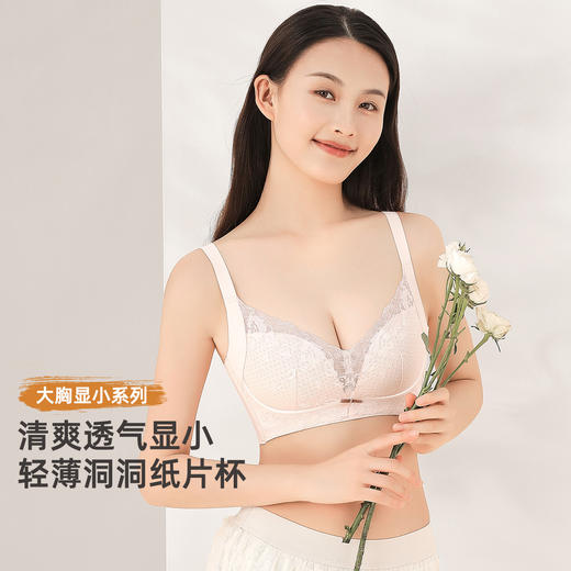 雅黛俪大胸显小显瘦女士文胸轻薄透气性感蕾丝调整型内衣胸罩 商品图0