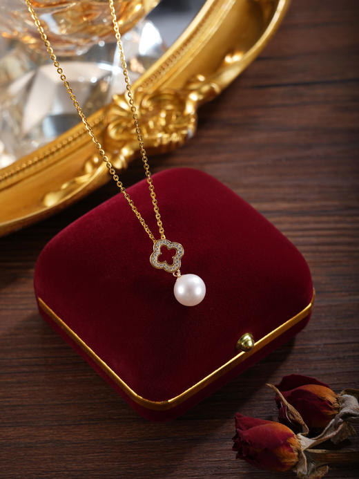 子佩集【幸运之约】银S925珍珠惜王妃套链项链【YP0062】镀金四叶草2602 商品图3