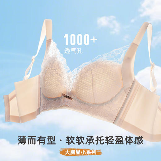 雅黛俪大胸显小显瘦女士文胸轻薄透气性感蕾丝调整型内衣胸罩 商品图2