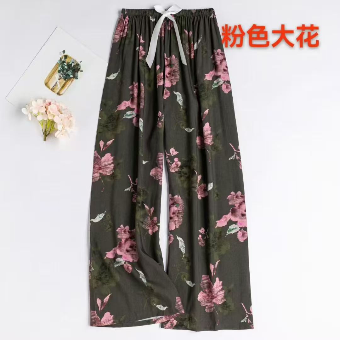 绵绸花直筒裤舒适凉爽12525962
