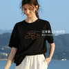欧芮儿2026年新款夏季女黑色休闲小狗刺绣设计感圆领宽松短袖T恤 商品缩略图0