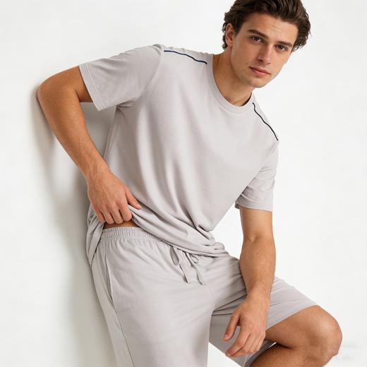 【50S椰油莫代尔系列】SCHIESSER德国舒雅男士圆领短袖短裤套装（莫代尔+粘纤）35/22929H 商品图3