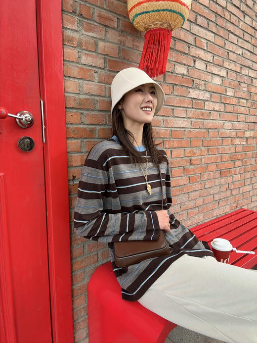 【条纹控】噢蜜ooomeooo条纹羊毛🦙套头衫 商品图9