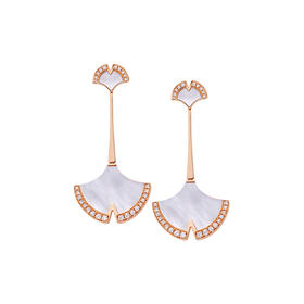 ［东方幸趣］18K玫瑰金贝母镶钻耳饰#迎幸