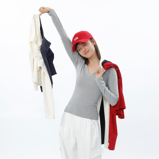 修身显瘦基本款V领打底衫-纪念日百货门店同款169694061 商品图1