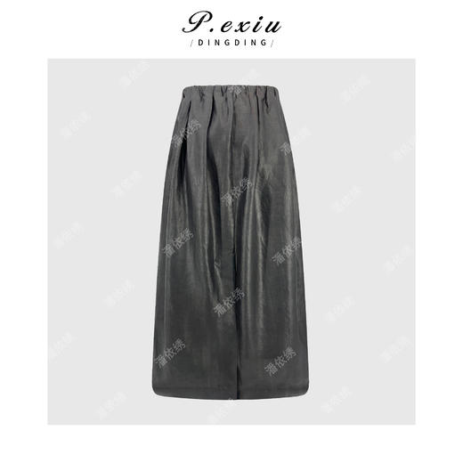 100%桑蚕丝香云纱法式气质A字显瘦松紧腰半身裙 JM9176 商品图1