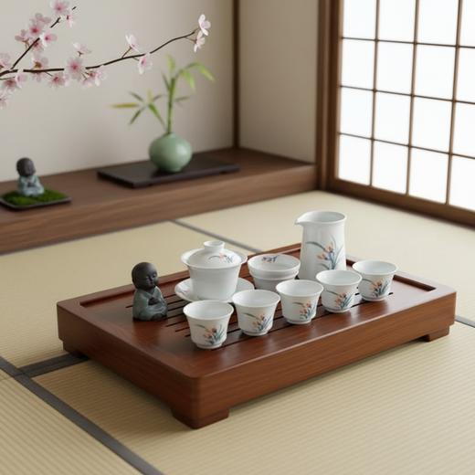 汉茗 兰为王者香茶具套装 1套（三才盖碗*1，公道杯*1，茶杯*6，茶漏*1，盖置*1） 商品图0