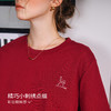 欧芮儿2026年新款夏季红色绣花设计感圆领宽松短袖休闲简约T恤女 商品缩略图1
