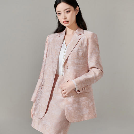 剩XL 芳外新款设计感别致印花通勤西装提花百搭西服外套女8T24AX0211 商品图2