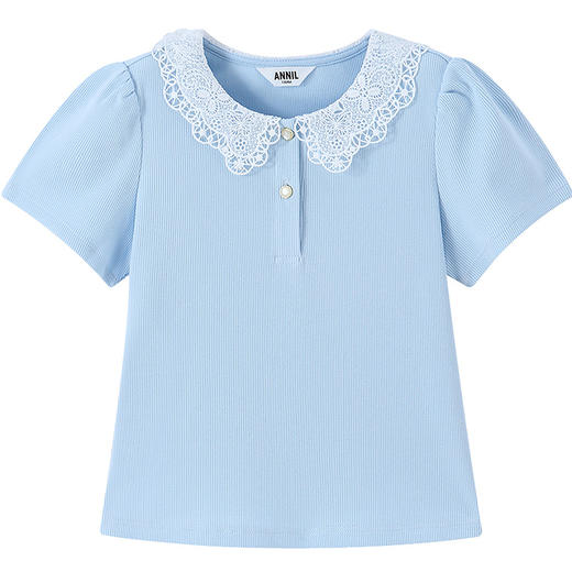 女童翻领短袖针织衫夏季新款安奈儿童装EG621617 商品图5