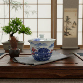 汉茗 山水旅行茶具 1套（ 公道杯*1茶杯*3茶叶罐*1）